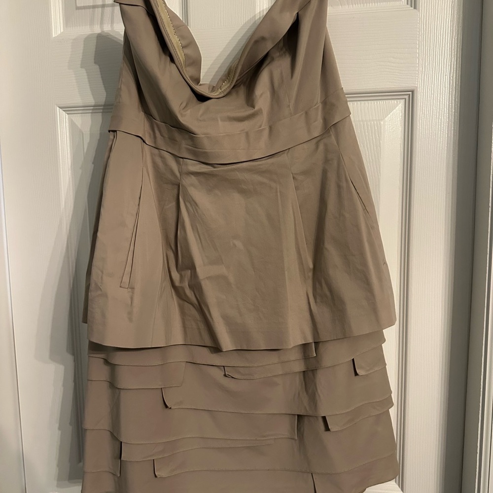 BCBG Max Azria Elegant Tan Layered Dress Sz 10